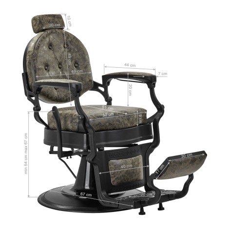 Barberstol President Old Leather Grøn — fra siden
