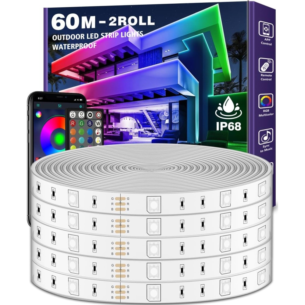 LetianPai 60 m LED-nauha IP68 24V vedenpitävä valaistus sisätiloihin ja ulkona