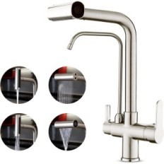 Rubinetto da cucina 3 in 1, con doccia estratta, argento