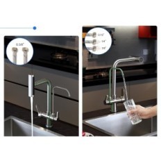 Kitchen faucet 3 in 1, with extracted shower, silver