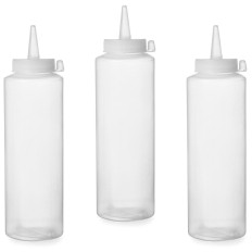 Distributeur de bouteille pour sauces froides ensemble de 3 pièces - transparent 0,2 L - HENDI 558058