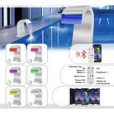 LONGRUR Vattenfall Pool Rostfritt stål LED 7 Färger, 19x42.5x25 cm