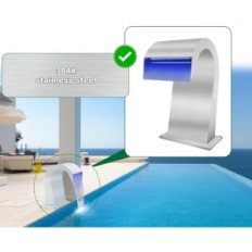 LongRun Waterfall Pool rustfrit stål LED 7 farver, 19x42.5x25 cm