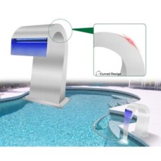 Longrun cachoeira piscina de aço inoxidável LED 7 cores, 19x42.5x25 cm