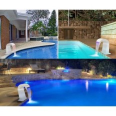 LONGRUR Vattenfall Pool Rostfritt stål LED 7 Färger, 19x42.5x25 cm