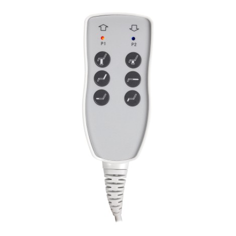 Elektrische cosmetische stoel Azzurro 803D 3 motoren grijs — detail bedieningselementen