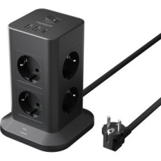 Tessan Power Strip, USB C, 2 USB A, 3600 16 a, 5 metriä, musta