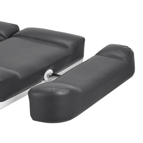 Poltrona cosmetica elettrica Azzurro 803D grigia con 3 motori — primo piano del bracciolo
