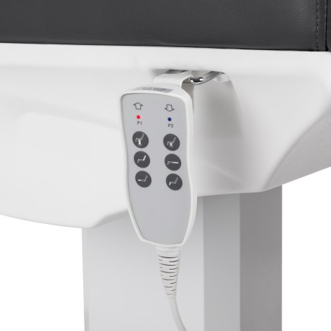 Elektrisk kosmetisk stol Azzurro 803D med 3 motorer grå — närbild av reglage