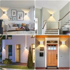 Wall LED Fupe Lamps, 12 W, 3000 K, Varmt lys, IP65, 2 stk