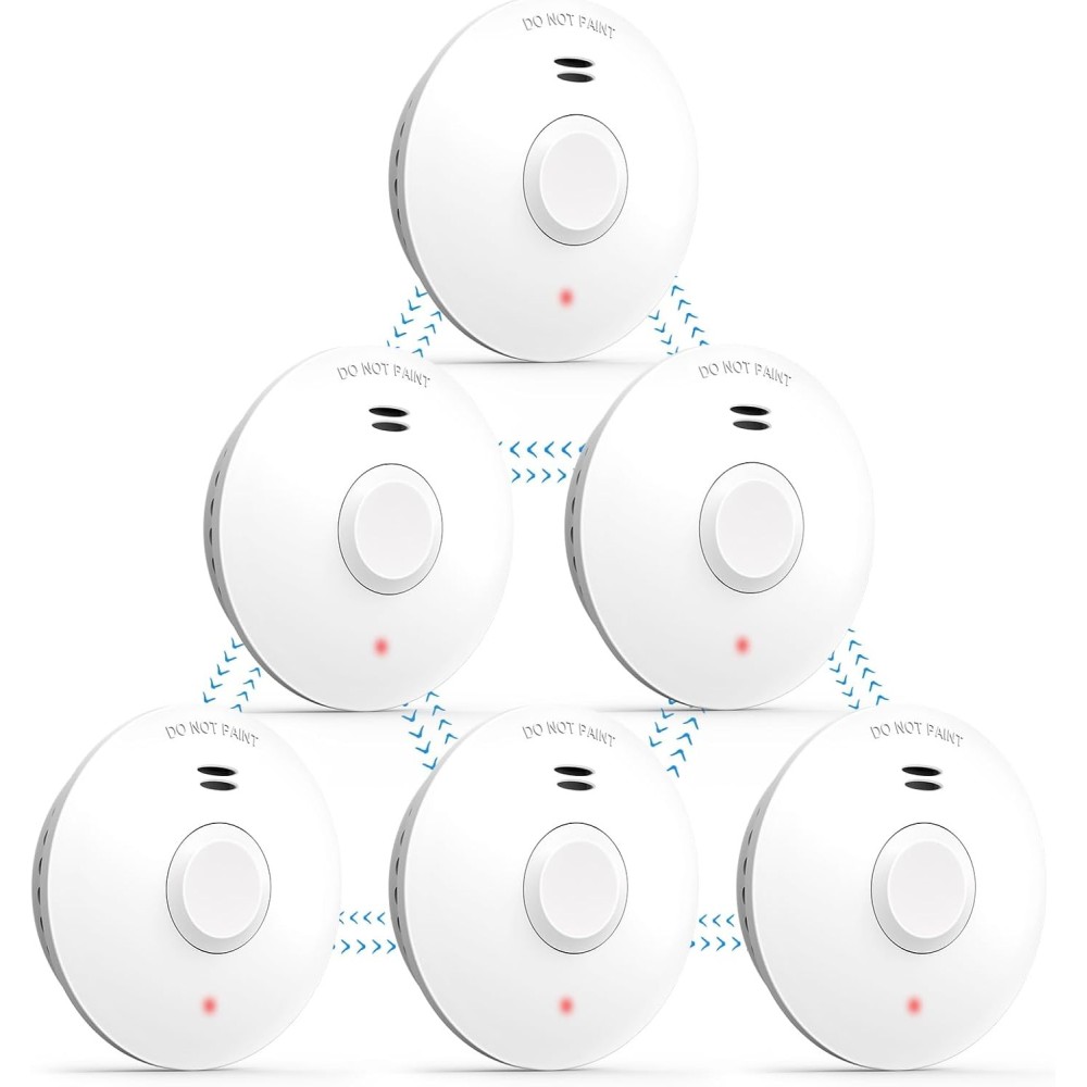 Detector de humo inalámbrico de PUTOGESAFE, batería de 10 años, 6 PCS.