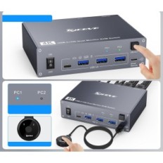Kytkin KVM YOUMINGHDAV KC-KVM202CH USB-C, USB 3.0, 2 Tietokoneet