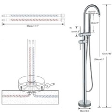 Bateria wannowa ROZIN chrom 150 cm stylowa armatura łazienkowa z nowoczesnym designem