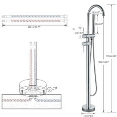 Fürdőszoba akkumulátor ROTIN króm 150 cm stílusos fürdőszoba szerelvények modern design