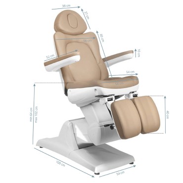 Electric cosmetic chair Azzurro 870s pedicure 3 motors cappuccino — side view