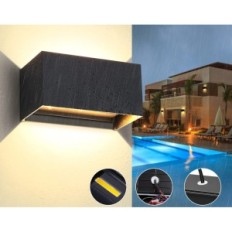 LED sconce Kingwen, 20w, 3000 K, IP65, Schwarz, Set von 2 Stück.