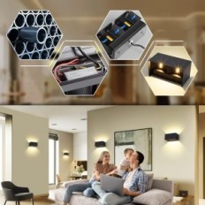 LED SCONCE KINGWEN, 20W, 3000 K, IP65, crno, set od 2 kom.