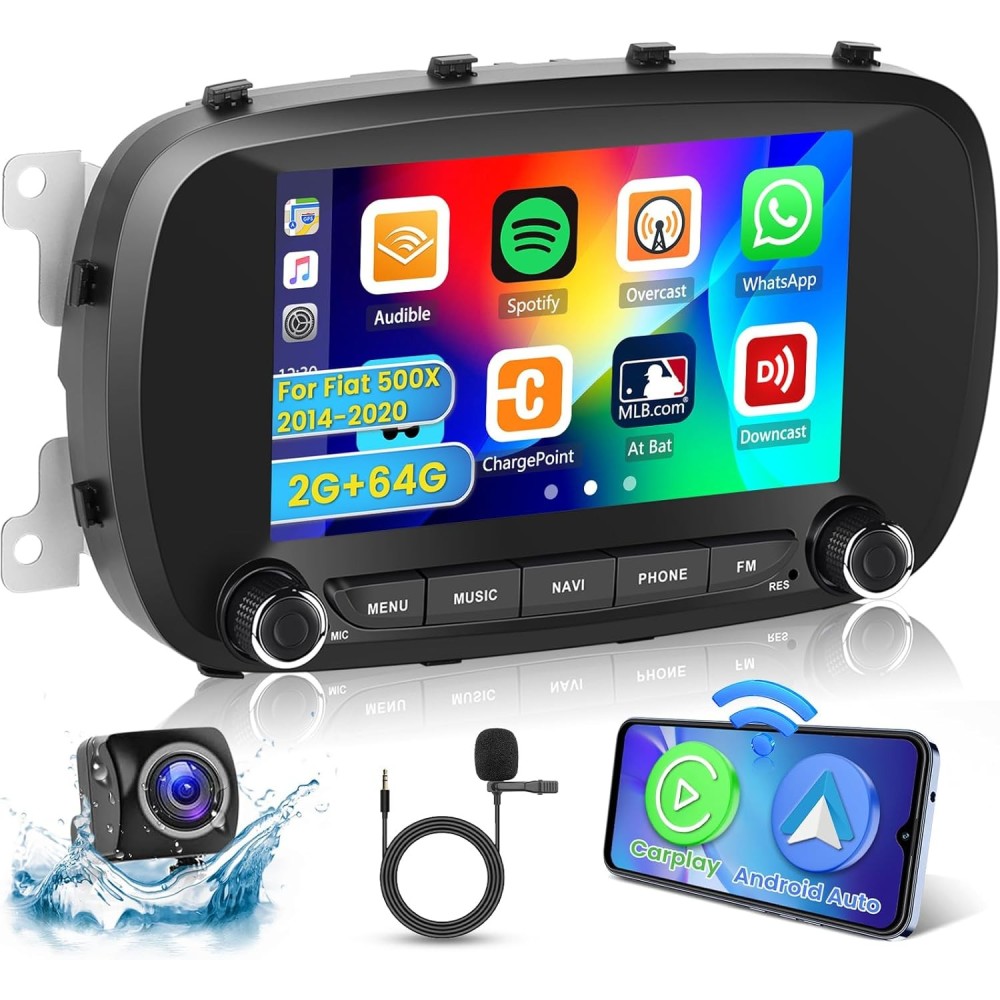 Autoradio Vandring 7 ", Android 13, GPS, Carplay, Bluetooth, FIAT 500X