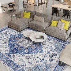 Tappeto vintage 160 x 230 cm Moquette decorativo blu Vamcheer stile retrò per soggiorno camera da letto e sala da pranzo