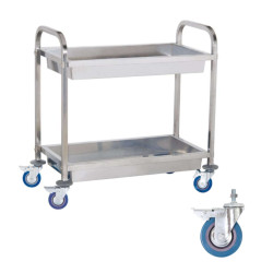 A steel waitress stroller 2 plate with deep shelves