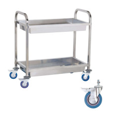 Stålservicetrolley 2 hylder med dybe hylder