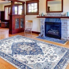 Vintage Rug 160 x 230 cm Blå Dekorativtæppet Vægtykke Style Retro til stue Soveværelse og spisestue