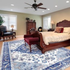 Vintage Rug 160 x 230 cm Blå Dekorativ matta Vamcheer Style Retro för vardagsrum Sovrum och matsal