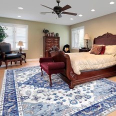 Vintage szŠnyeg 160 x 230 cm kék dekoratív szŠnyeg Vamcheer retro stílusban nappali hálószoba és étkezŠ@@