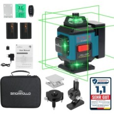 Sinoapollo Compact Laser Level 4D, 16 Zeilen, mit Batterien und Fernbedienung