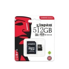 Kingston Micro SD 512GB memóriakártya, 80MB / s, 10. osztály adapterrel