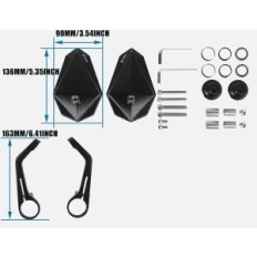 Rear-view mirror Fenrir, black, for Naked Bike motorcycles, scooters