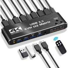 Ozvavzk stikalo, 2 monitorji, KVM, HDMI, USB tip C