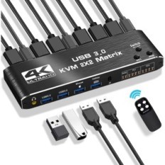 Ozvavzk Switch, 2 monitor, KVM, HDMI, USB Tipo C