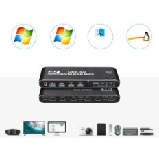 Ozvavzk-kytkin, 2 näytöt, KVM, HDMI, USB-tyyppi C