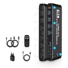 Ozvavzk-schakelaar, 2 monitoren, KVM, HDMI, USB Type C