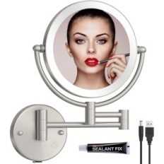 Miroir mural de cocode, LED, 2600 mAh, IP44, 5W, 20 cm, 360, Argent