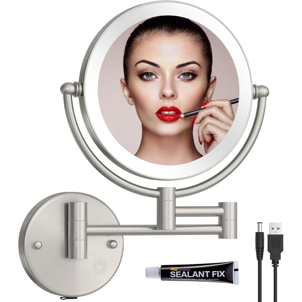 Rekrodor Wandspiegel, LED, 2600 mAh, IP44, 5W, 20 cm, 360, Silber