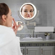 Miroir mural de cocode, LED, 2600 mAh, IP44, 5W, 20 cm, 360, Argent