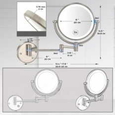 Rekrodor Wandspiegel, LED, 2600 mAh, IP44, 5W, 20 cm, 360, Silber