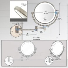 Lustro ścienne RECKODOR, LED, 2600 mAh, IP44, 5W, 20 cm, 360, srebrne