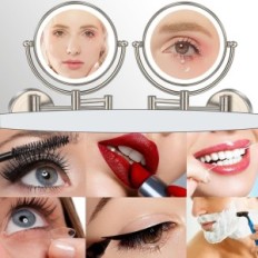 Reckodori seina peegel, LED, 2600 mAh, IP44, 5W, 20 cm, 360, hõbe