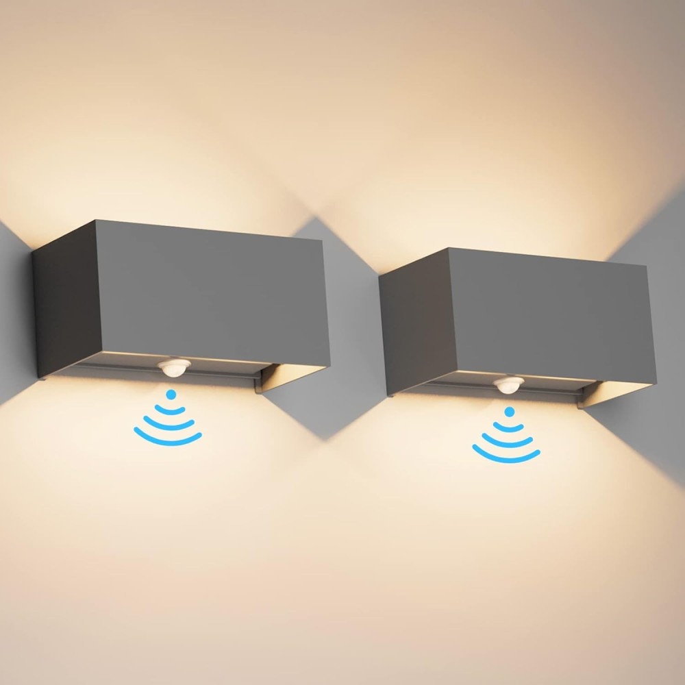 Lámpara con sensor de movimiento Klighten, 24 W, IP65, 3000 K, 2 PCS, usado