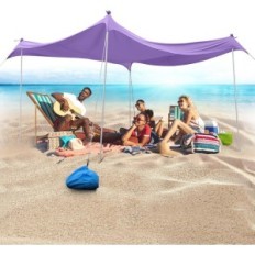 Strandzelt JAICOM 3M x 3m UPF 50+ Tragbarer Pavillon Schutz vor Sonne und Wind