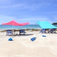 Tenda de praia jaicom 3m x 3m upf 50+ pavilhão portátil protegendo contra o sol e vento