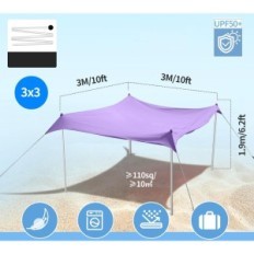 Tenda da spiaggia Jaicom 3m x 3m UPF 50+ Padiglione portatile Protezione contro il sole e il vento