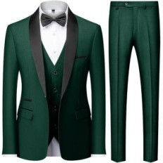 Suit Vyras kudmol, žalia, blazer, liemenė, kelnės, xl