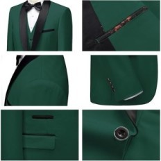 Suit Male Kudmol, Green, Blazer, Vest, Pants, XL