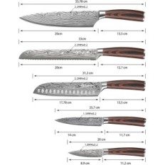 Sunnecko set of 5-element kitchen knives for cooking