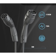 SHINELED EV nabíjací kábel typu 2, 11kW, 16A, 5 m, IP66, 3-fáza z puzdra