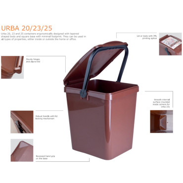 Container de cesta para classificar Bio Resíduos Urba 21L - Waste Brown